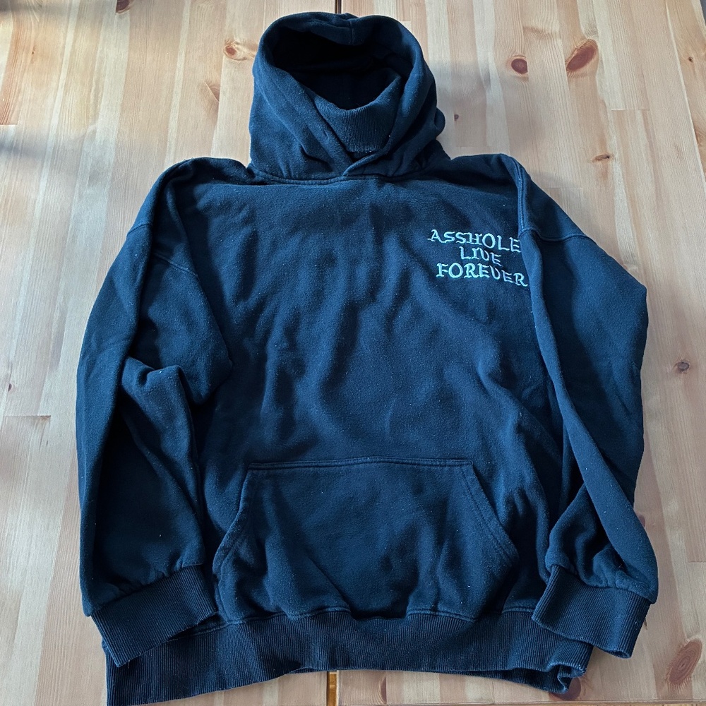 Assholes Live Forever Men’s Embroidered Black Turtleneck Sweatshirt